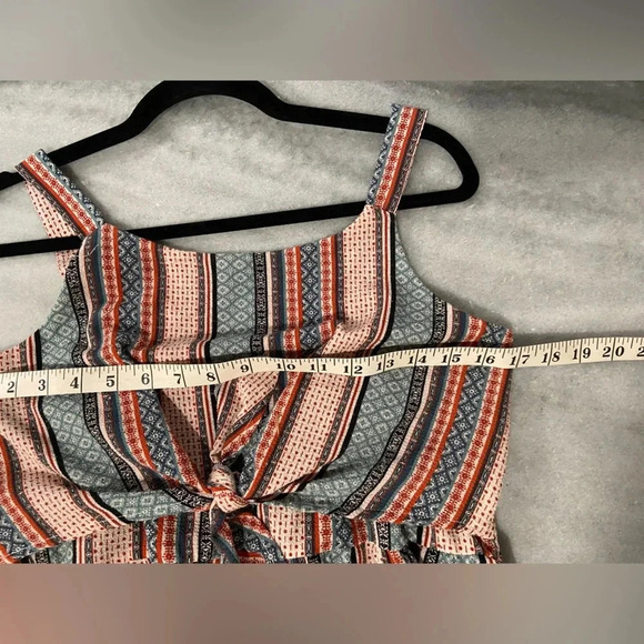 Knit Works Girls Rust Navy Pattern Tie Peplum Front Stretch Tank Top Size XL - Picture 6 of 10